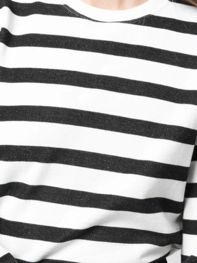 Shop Saint Laurent Crew Neck Striped Sweatshirt In White