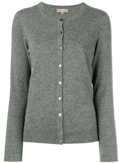 Shop N•peal Round Neck Knitted Cardigan In Grey