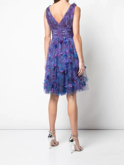 MARCHESA NOTTE 立体花卉层叠设计小礼服 - 紫色
