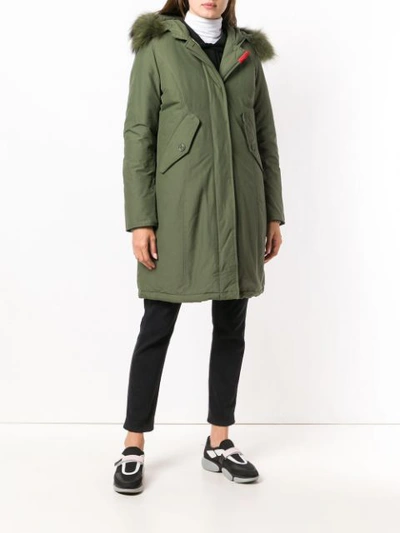 Shop Freedomday Hooded Feather Down Jacket - Green