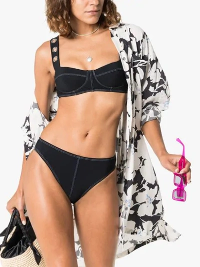 Shop Ack Ana Due Stitch Detail Bikini In Bl