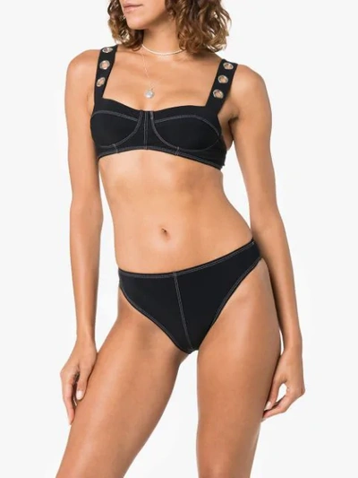 Shop Ack Ana Due Stitch Detail Bikini In Bl