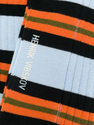 Shop Henrik Vibskov Striped Socks In Blue Rib