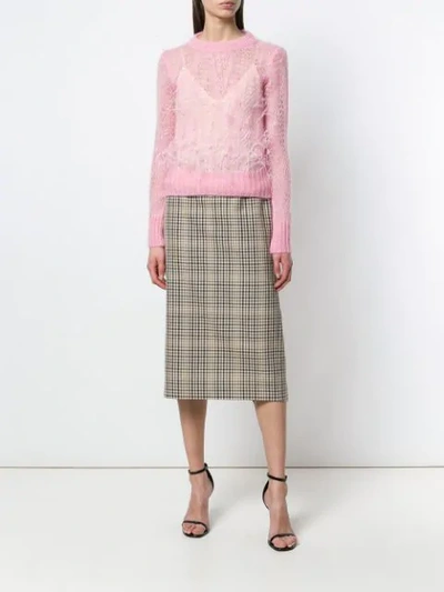 Shop N°21 Open Knit Feather Sweater In Pink