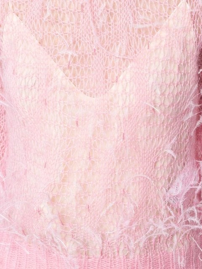 Shop N°21 Open Knit Feather Sweater In Pink