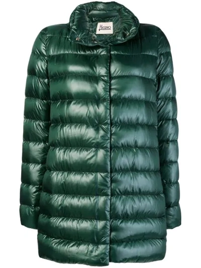 Shop Herno Straight-fit Padded Coat In Green
