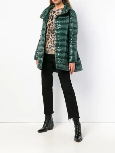 Shop Herno Straight-fit Padded Coat In Green