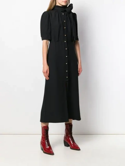 Shop Prada Silk Blend Embellished Buttoned Dress In Black