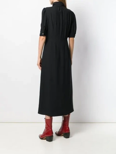 Shop Prada Silk Blend Embellished Buttoned Dress In Black