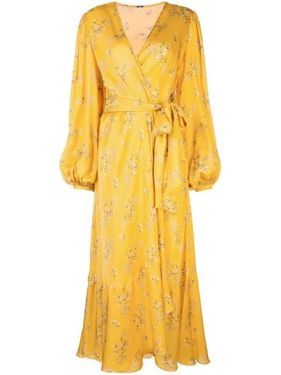 Shop Johanna Ortiz Wrap-around Long Dress In Yellow