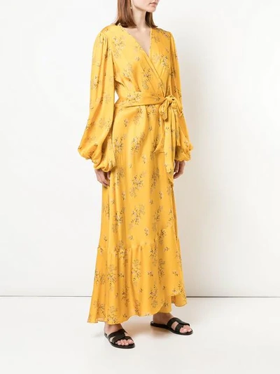 Shop Johanna Ortiz Wrap-around Long Dress In Yellow