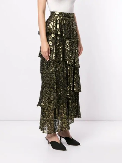 Shop A.l.c Leopard Lurex Tiered Maxi Skirt In Multicolour