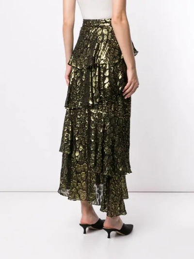 Shop A.l.c Leopard Lurex Tiered Maxi Skirt In Multicolour