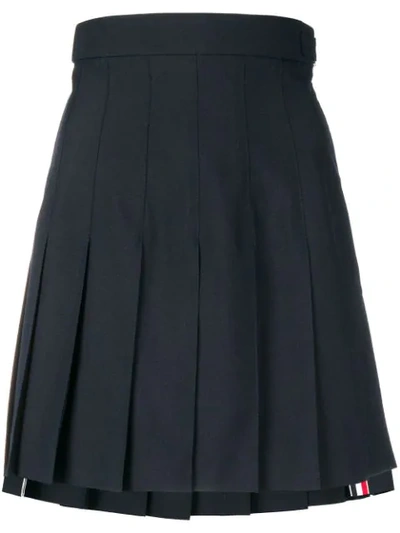 Shop Thom Browne High-waist Pleated Mini Skirt In Blue