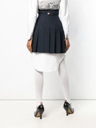 Shop Thom Browne High-waist Pleated Mini Skirt In Blue