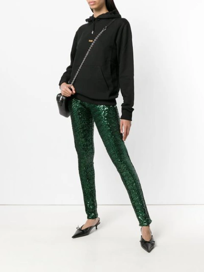 Shop Amen Sequin Embellished Slim Trousers In Green