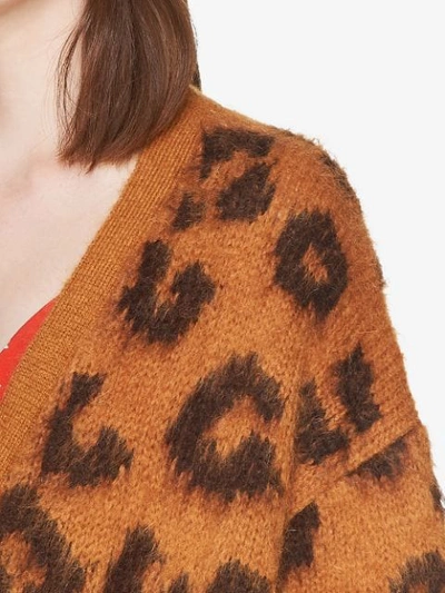 Shop Miu Miu Cardigan Mit Leopardenmuster In Brown