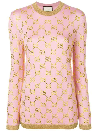 Shop Gucci Verzierter Pullover In Pink