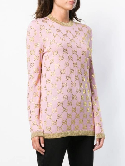Shop Gucci Verzierter Pullover In Pink