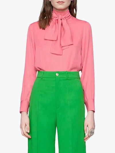 Shop Gucci Silk Satin Shirt In 5601 Rosa