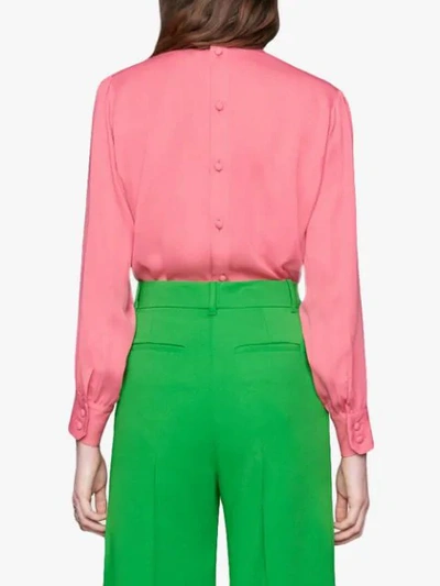 Shop Gucci Silk Satin Shirt In 5601 Rosa
