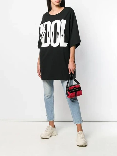 Shop Gucci Logo Print Long T-shirt In Black