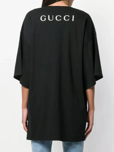 Shop Gucci Logo Print Long T-shirt In Black