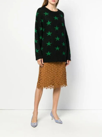 Shop N°21 Star Intarsia Mohair-blend Sweater In Black