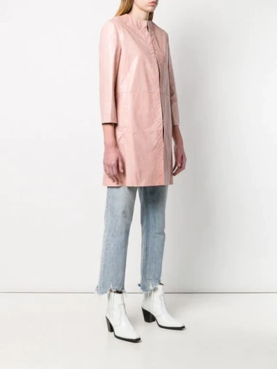 Shop Drome Leather Overcoat In Pink