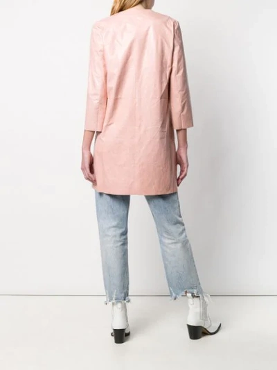 Shop Drome Leather Overcoat In Pink