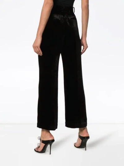 Shop Racil High Waisted Straight Leg Silk Blend Trousers In Black