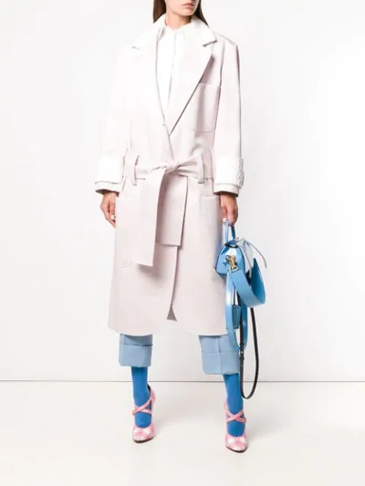 Shop Thom Browne Fur Trim Oversized Sack Trench Coat - Pink