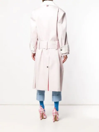 Shop Thom Browne Fur Trim Oversized Sack Trench Coat - Pink