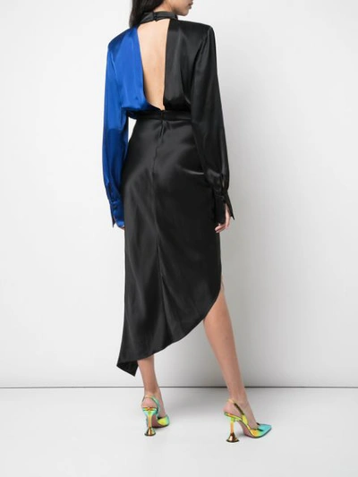 Shop David Koma Ruched Detail Asymmetric Dress In Black