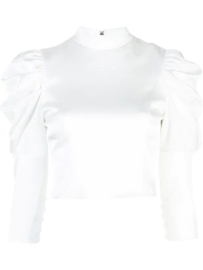 Shop Alice And Olivia Puffed Shoulder Blouse In White