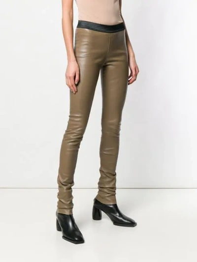 Shop Drome Skinny High Waisted Trousers In Brown