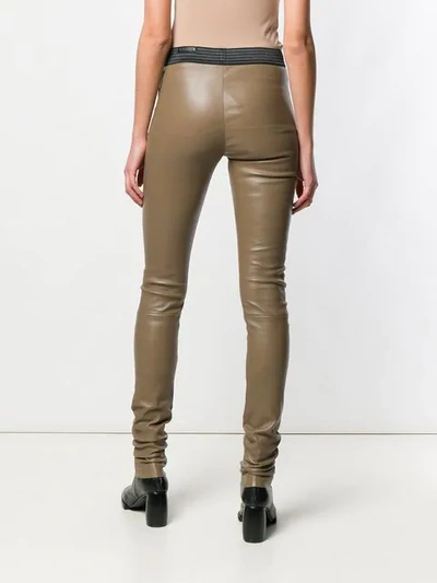 Shop Drome Skinny High Waisted Trousers In Brown