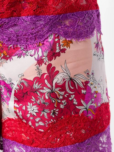 Shop Emilio Pucci Floral Lace Fitted Shorts - Pink