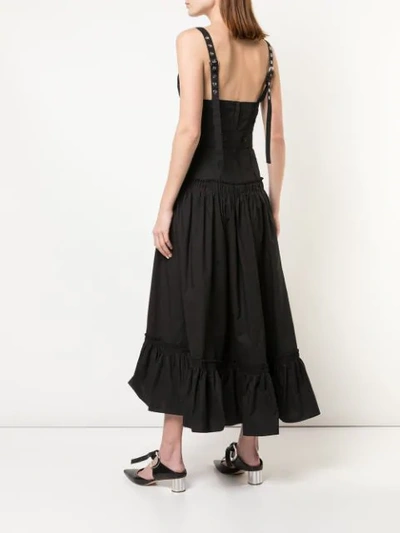 Shop Proenza Schouler Sleeveless Tiered Cotton Poplin Dress In Black