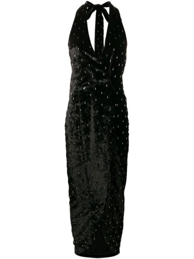 Shop Attico Embellished Plunge Dress In Black