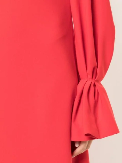 Carolina Herrera Ruffle-cuff Shift Dress In Red
