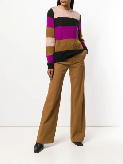 Shop Vanessa Bruno Striped Colour Block Sweater - Purple