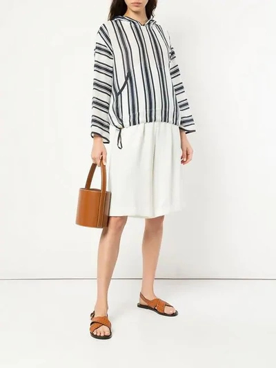 Shop Tory Burch Awning Striped Hoodie In White