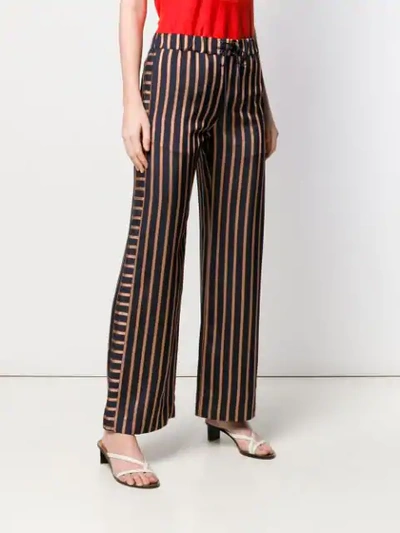 Shop Apc Striped Wide Leg Trousers In Blue