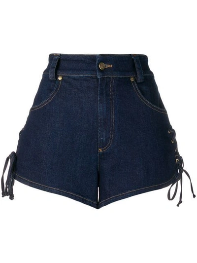 Shop Roberto Cavalli Short Denim Shorts In Blue