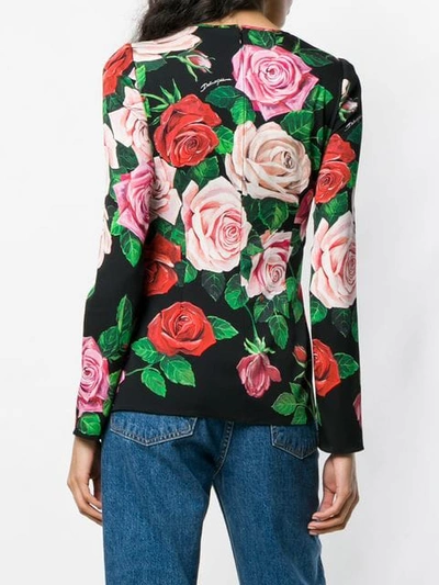 Shop Dolce & Gabbana Floral Print Blouse In Black