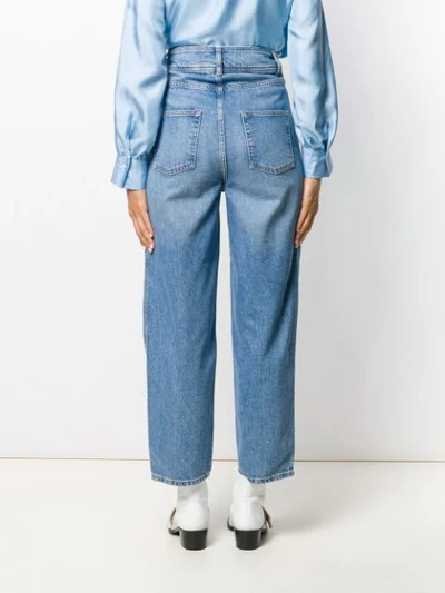 Shop Sandro High-rise Pleated Jeans In Blue