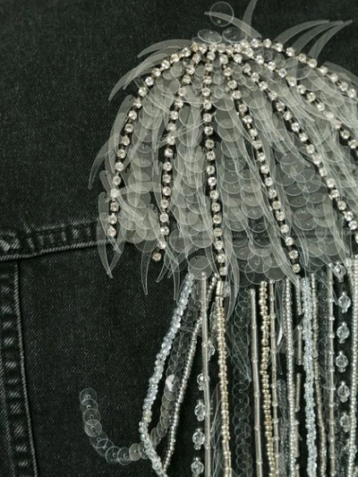 Shop Dalood Embroidered Medusa Denim Jacket - Black