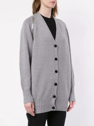 Shop Alexander Wang Splittable Zip Shoulder Cardigan In Grey