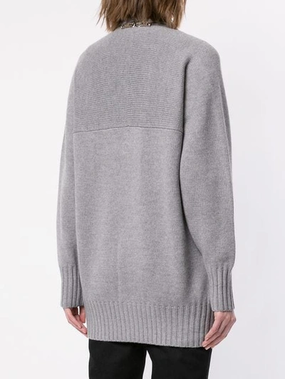 Shop Alexander Wang Splittable Zip Shoulder Cardigan In Grey